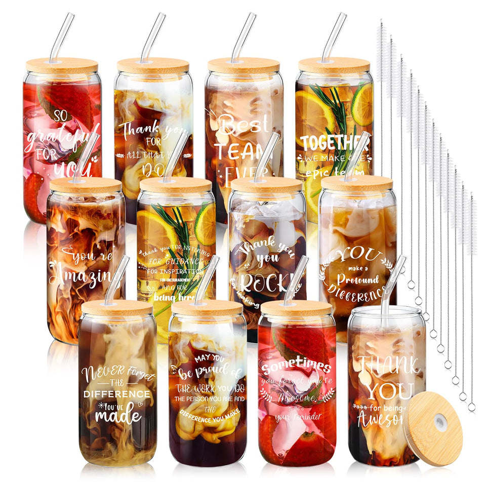 BHHQHH 12-set glass cups for employee appreciation, ideal desk gift