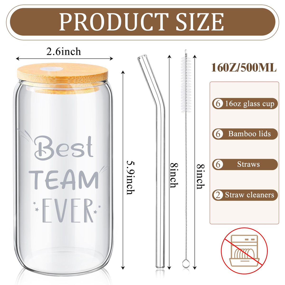 BHHQHH 16 oz can-shaped glass with lids, convenient for gifting and daily use
