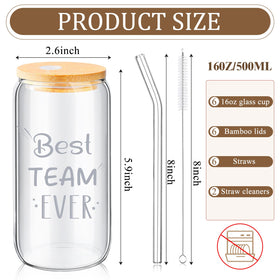 BHHQHH 16 oz can-shaped glass with lids, convenient for gifting and daily use