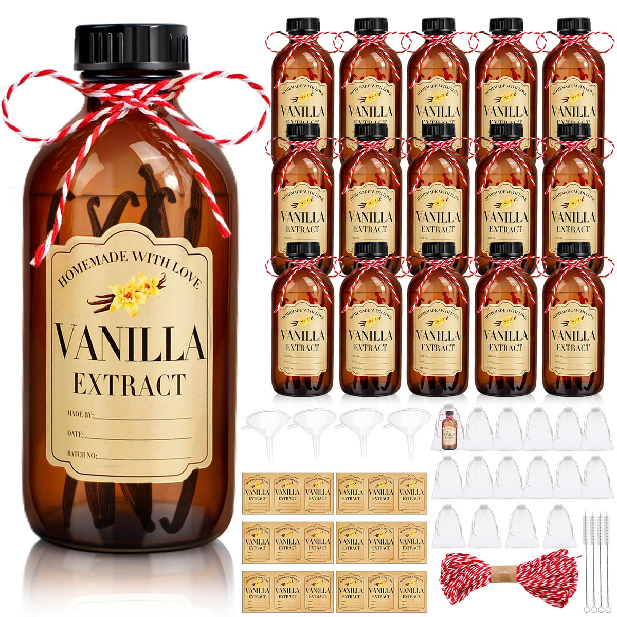 BHHQHH amber Boston-round 8oz bottle keeps vanilla fresh with UV protection.