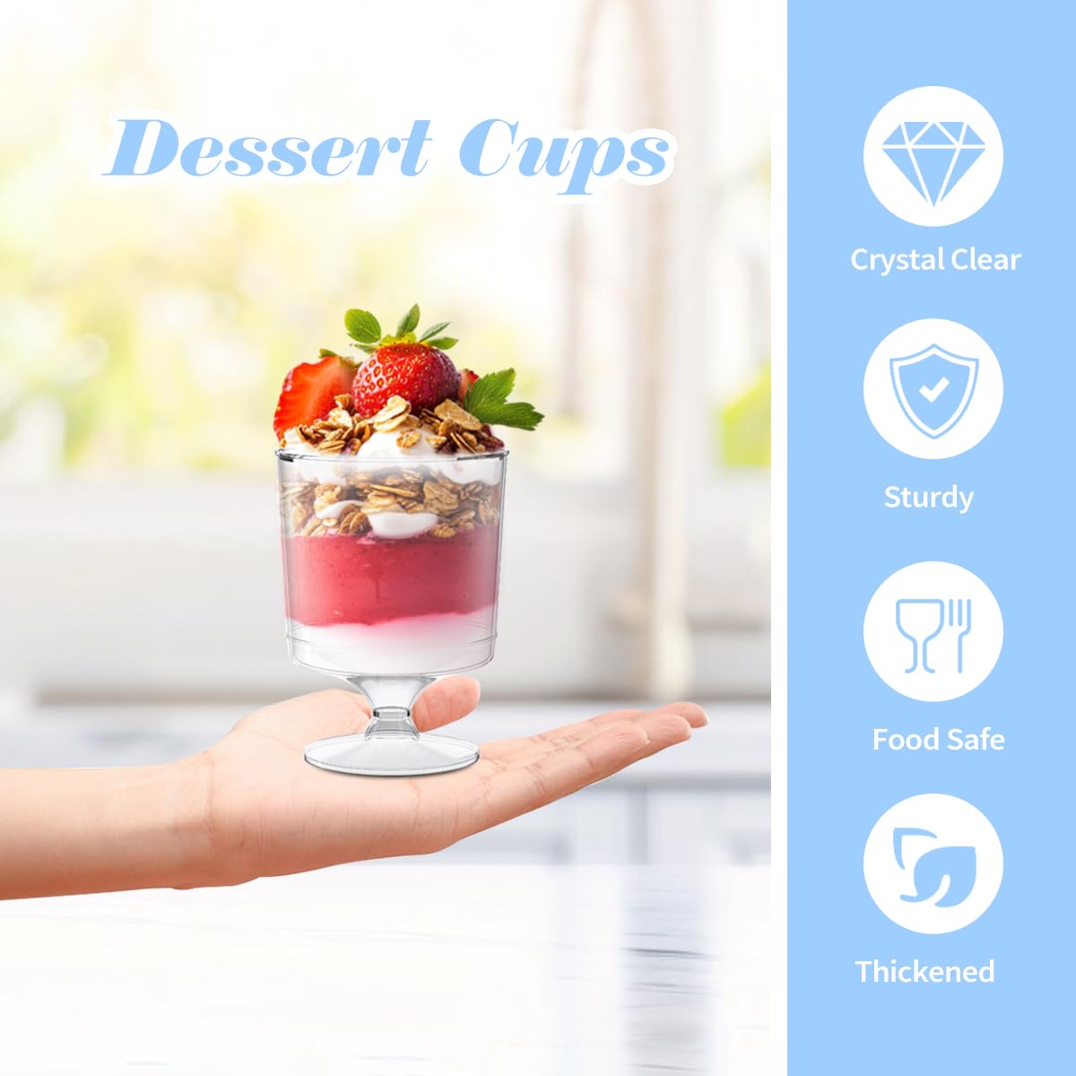 BHHQHH tall-round dessert cups enhance the visual appeal of layered treats.