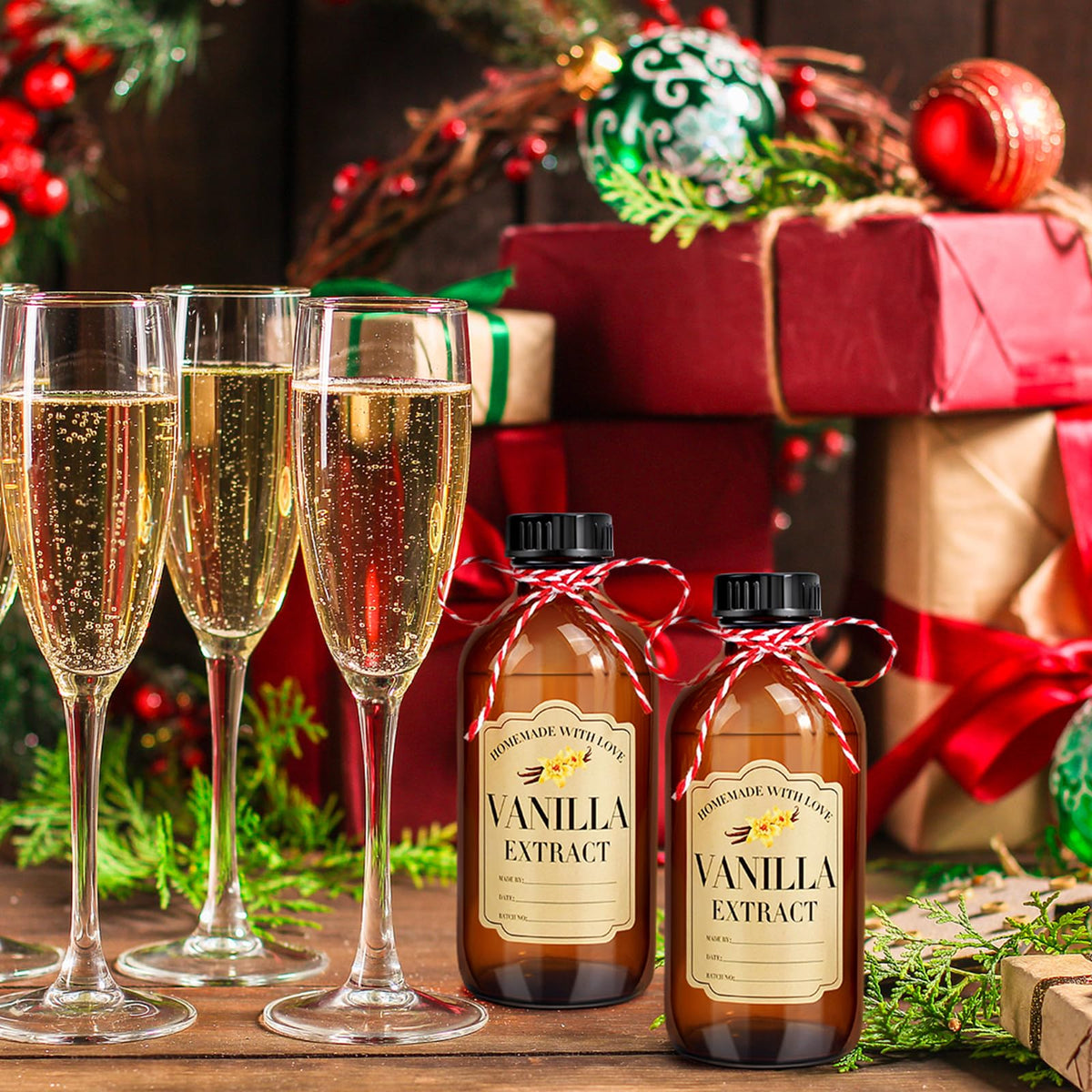 BHHQHH gift bags with red rope transform bottles into DIY gifts.