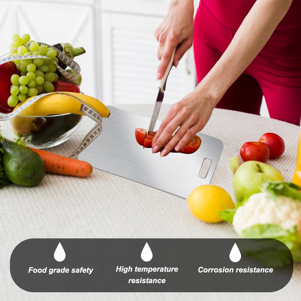 BHLPOOGY titanium cutting board being rinsed, showcasing easy cleaning