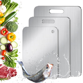 BHLPOOGY titanium cutting board set of 3 displayed together for versatile kitchen prep