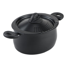 Bialetti 5.5-quart oval pasta pot – nonstick interior enables easy pasta release.