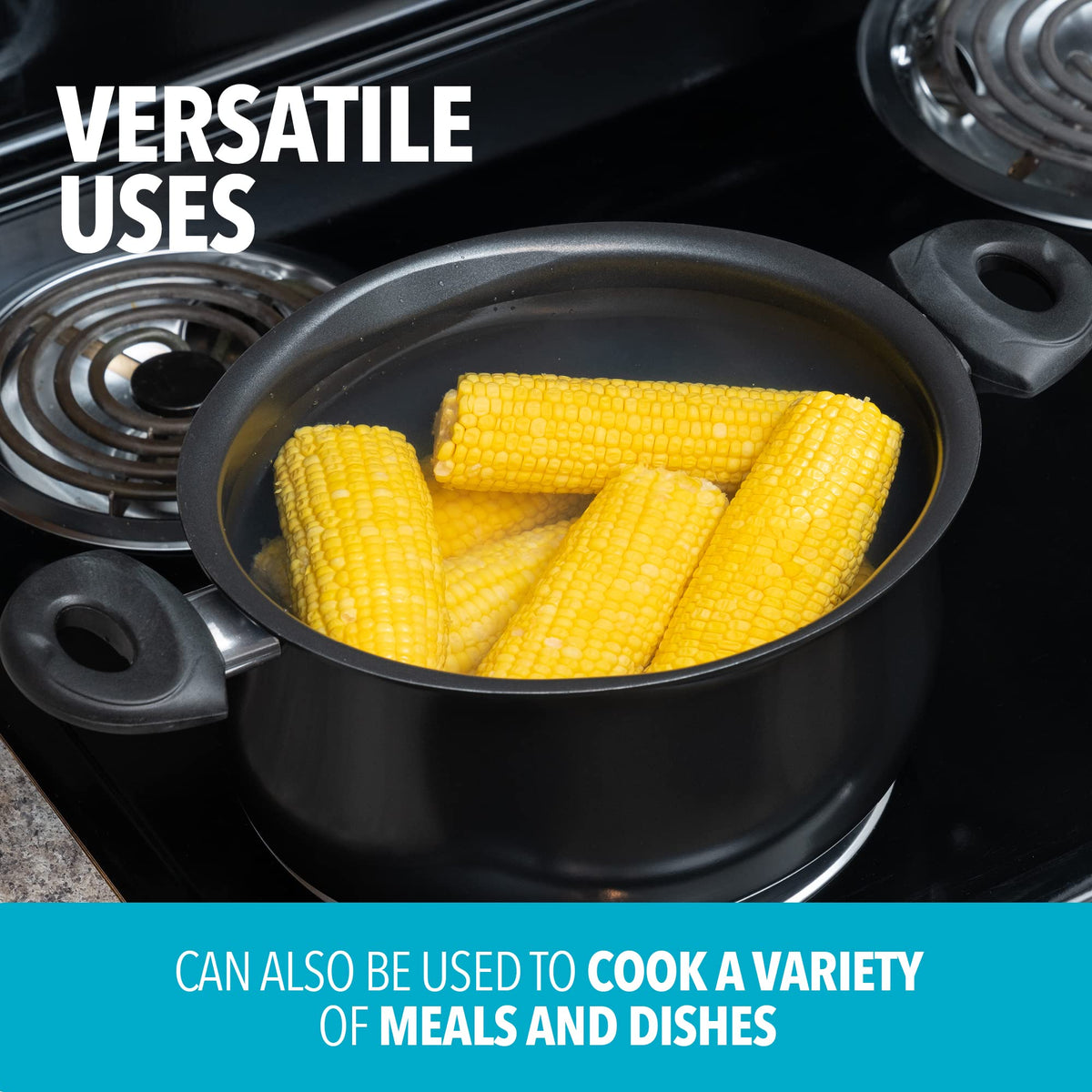 Bialetti 5.5-quart oval pasta pot – versatile for vegetables, soups, and more.