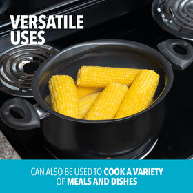 Bialetti 5.5-quart oval pasta pot – versatile for vegetables, soups, and more.