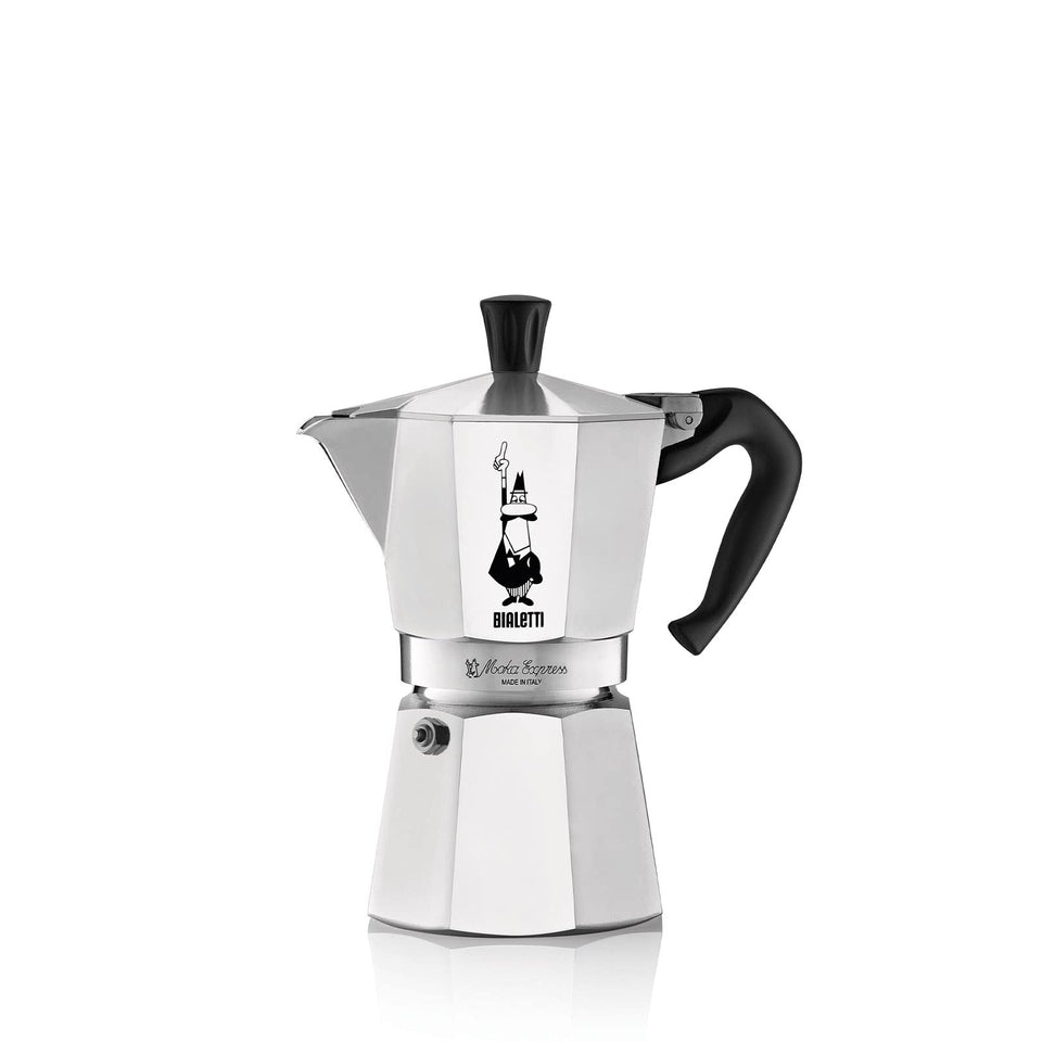 Bialetti Moka Express 6 cups pot showing classic Italian espresso ritual at home