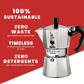 Compact storage view of Bialetti Moka Express for travel