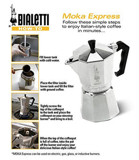 Bialetti Moka Express on stove, coffee bubbling, ready to enjoy the aroma.