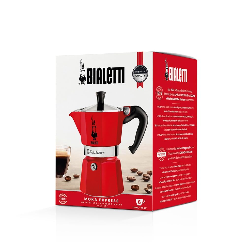 Bialetti Moka Express red induction-compatible base expands stove options