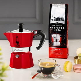 Bialetti Moka Express red top view showcases balanced proportions and timeless style