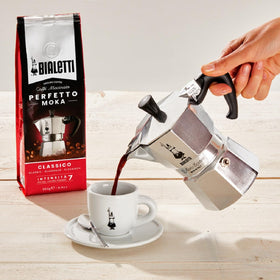 Bialetti Moka Express silver finish highlights timeless Italian design