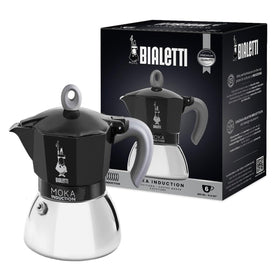 Bialetti Moka Induction front view ready to brew a full-bodied espresso.