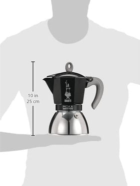 Bialetti Moka Induction aluminum upper with stainless steel boiler for induction compatibility.