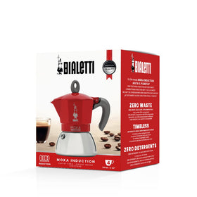 Bialetti Moka Induction side view in red, compact daily use