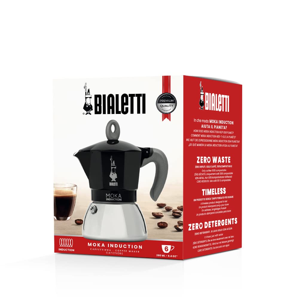 Bialetti Moka Induction upper aluminum part detail emphasizes quick, even heat transfer.