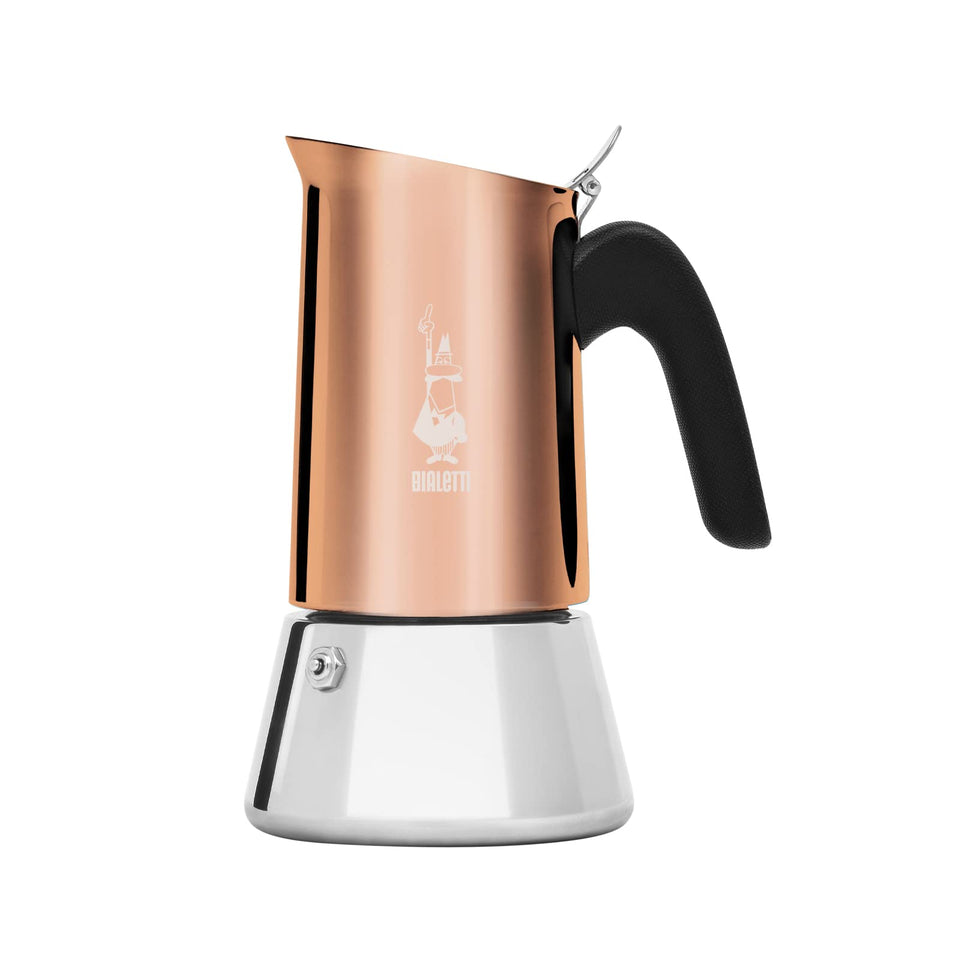 Bialetti Venus induction front view shows the durable 18/10 stainless steel construction.