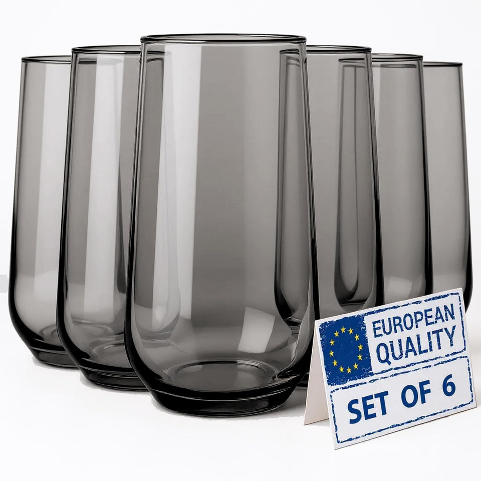 Biandeco smoked grey highball glass 16 oz for cocktails and chilled drinks.