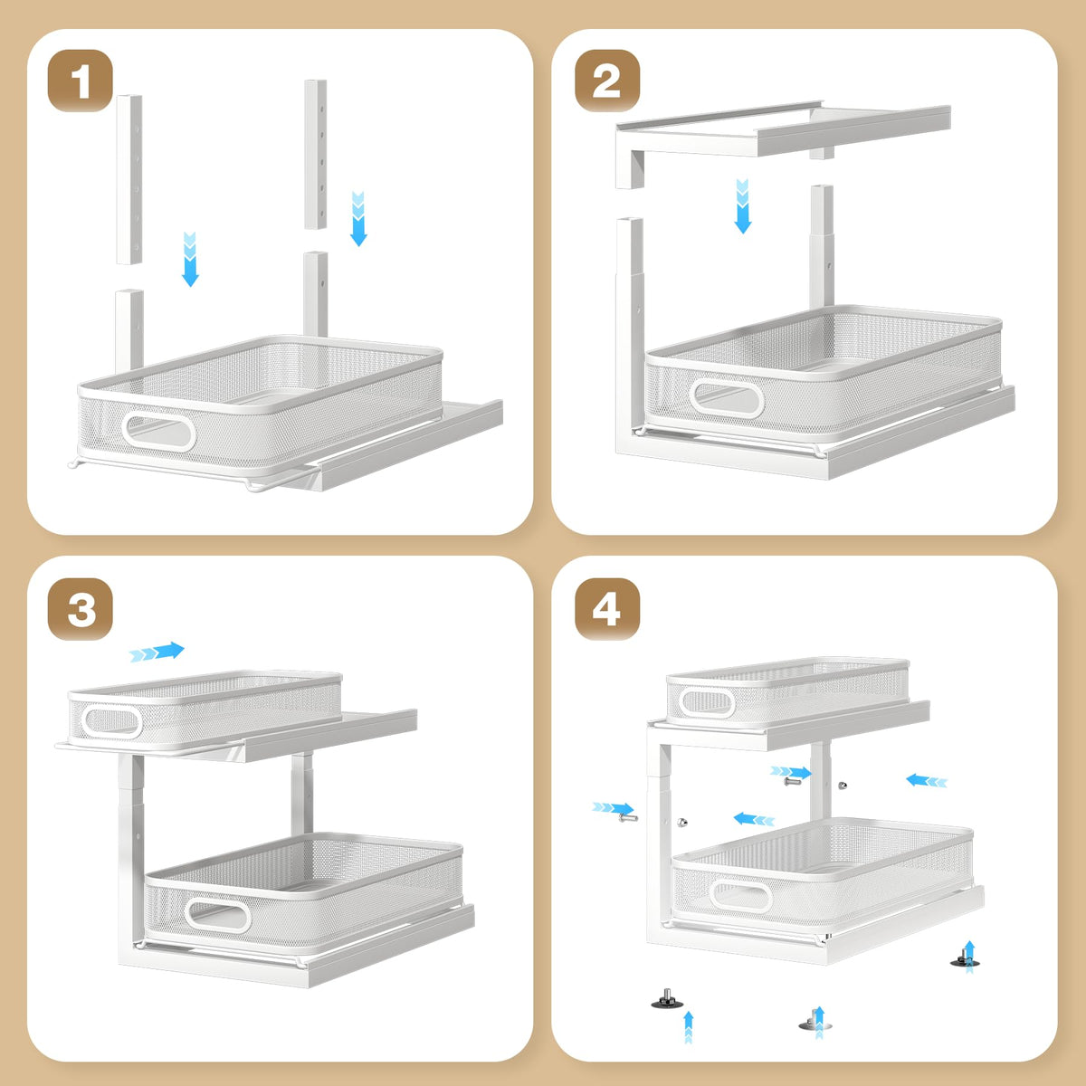Biboraya suction cups stabilize the organizer on various surfaces.