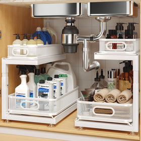 Biboraya under-sink 2-pack dual-drawer enables quick, organized access.