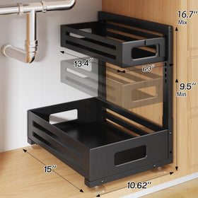 Biboraya side profile under-sink organizer highlighting compact cabinet fit.