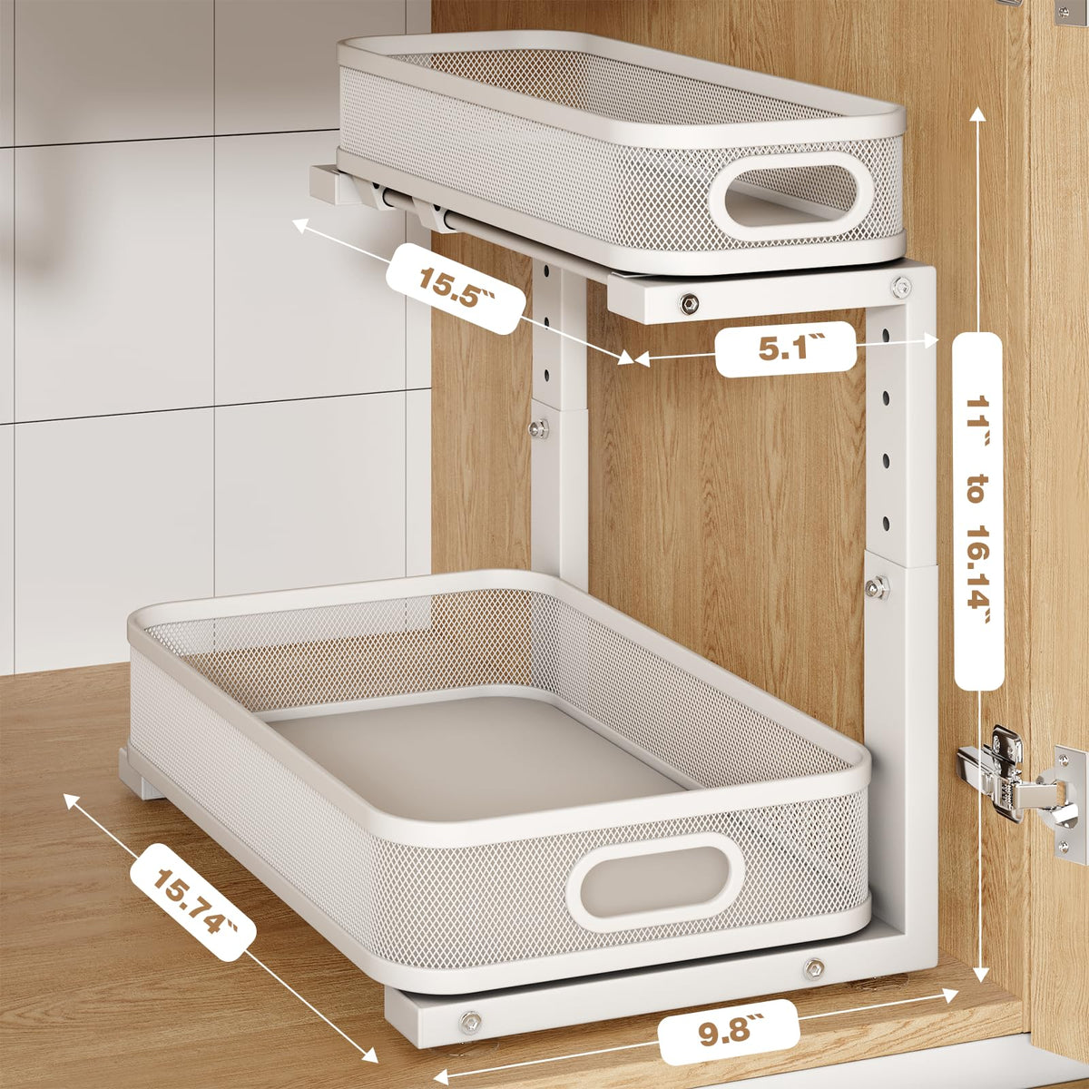 Biboraya two-tier pull-out keeps everything within reach in a compact cabinet