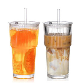 BiBrenies 20oz iced coffee cup with lid shows leak-resistant design for on-the-go drinks.