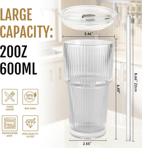 BiBrenies ribbed glass tumbler highlights durable, textured grip for everyday coffee.