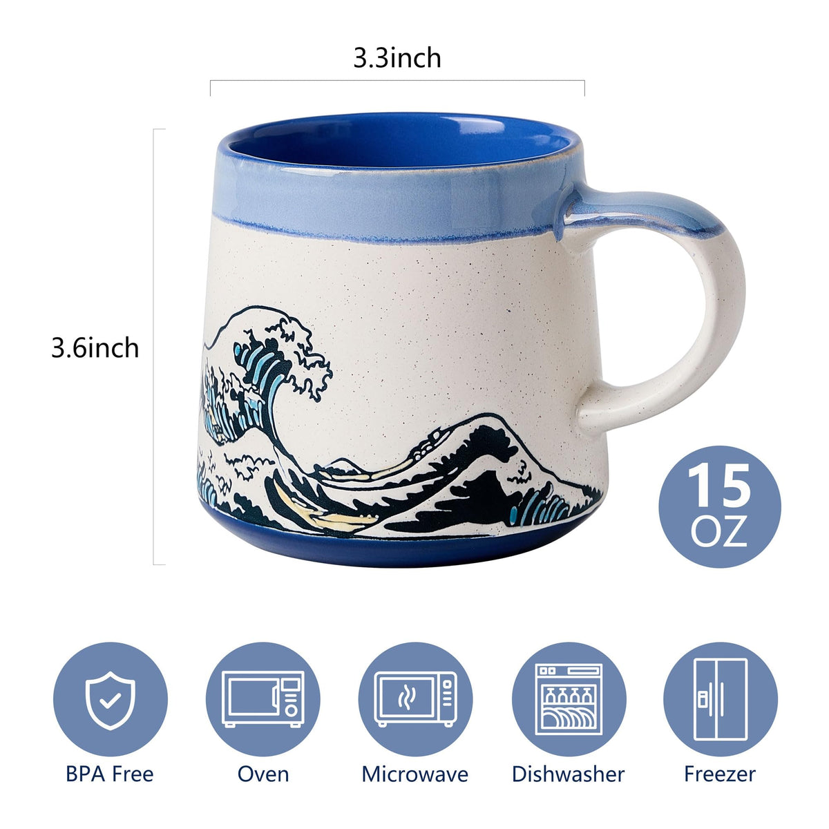 BICETTO Great Wave glaze detail highlights craft and color.