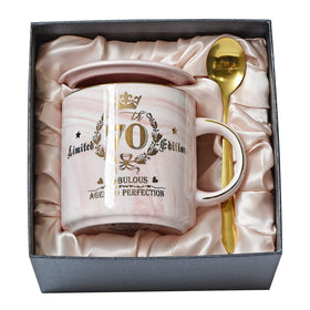 Biching 70th birthday pink marble mug ready for daily coffee