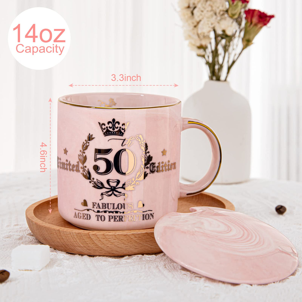 Biching gold pattern ceramic mug with glossy finish