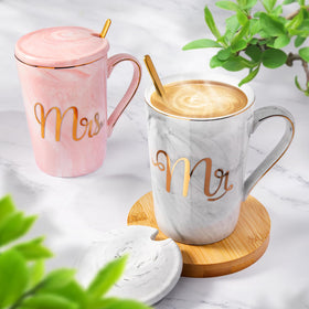 Pink greeting card included with Biching Mr & Mrs mugs.