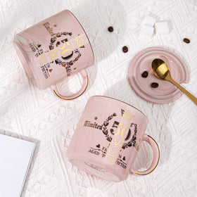 Biching pink marble texture mug adds chic style to kitchen