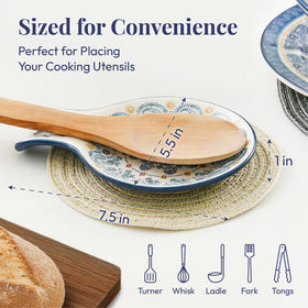 Bico Blue Talavera ceramic spoon rest with smooth glaze for easy cleaning.