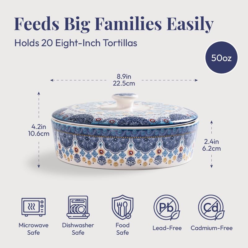 Open-lid view of Bico warmer shows space for up to 20 tortillas.