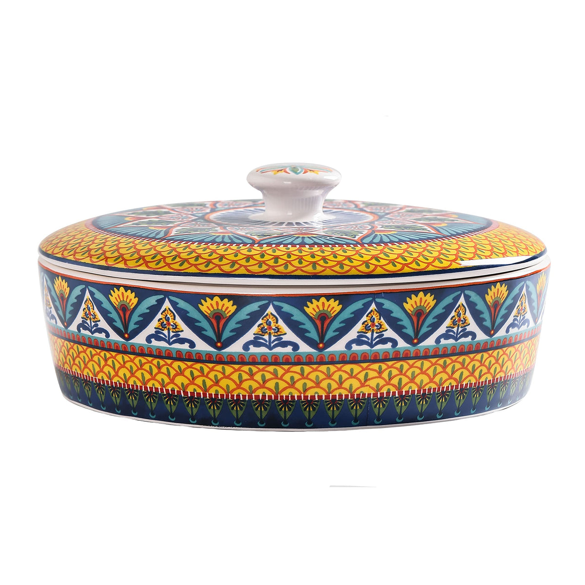 Bico Havana ceramic tortilla warmer with lid keeps tortillas warm for serving.