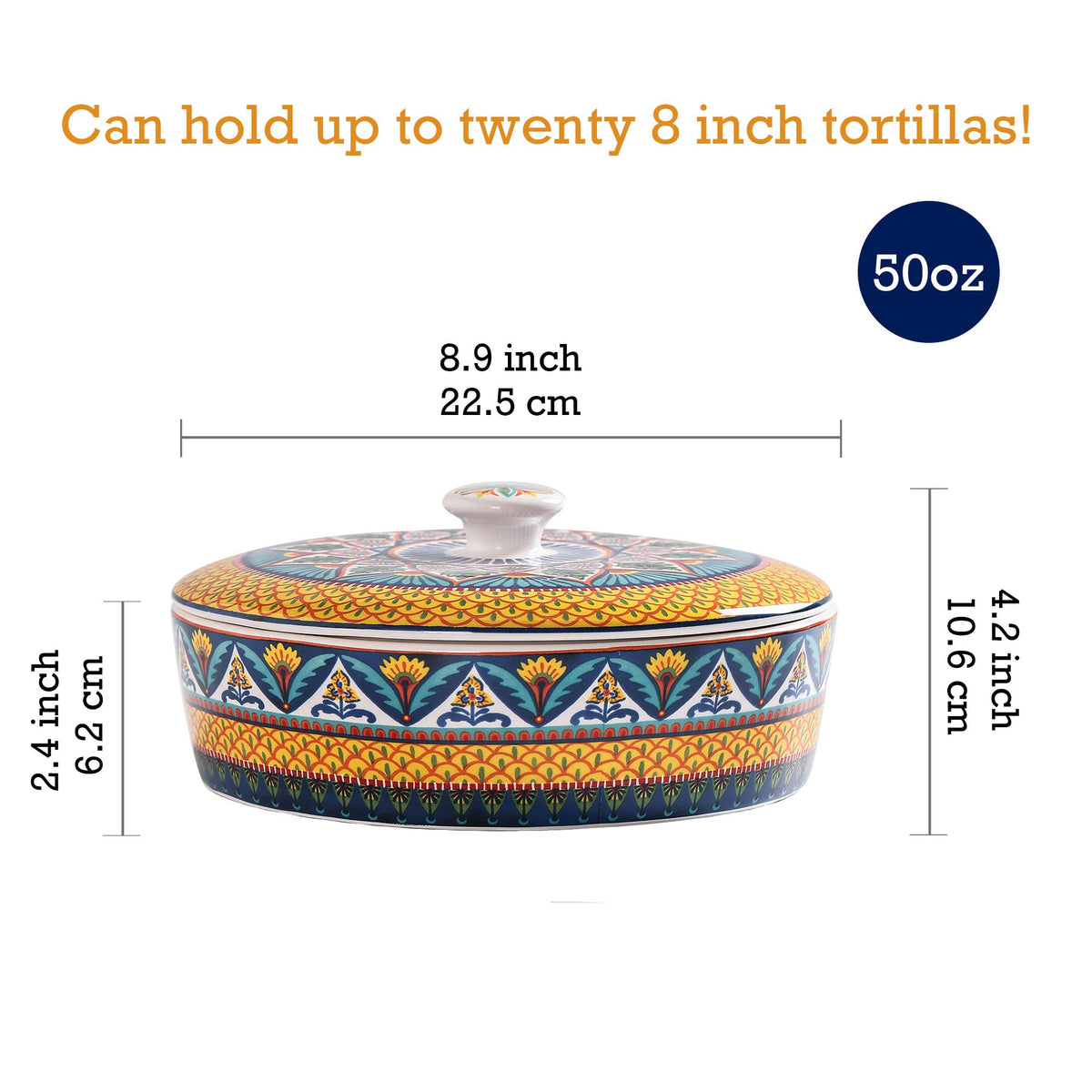 Bico Havana tortilla warmer top view highlights its heat-retaining design.