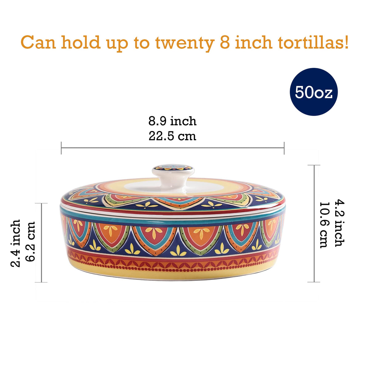 Bico tortilla warmer interior holds up to twenty 8-inch tortillas, ideal for gatherings