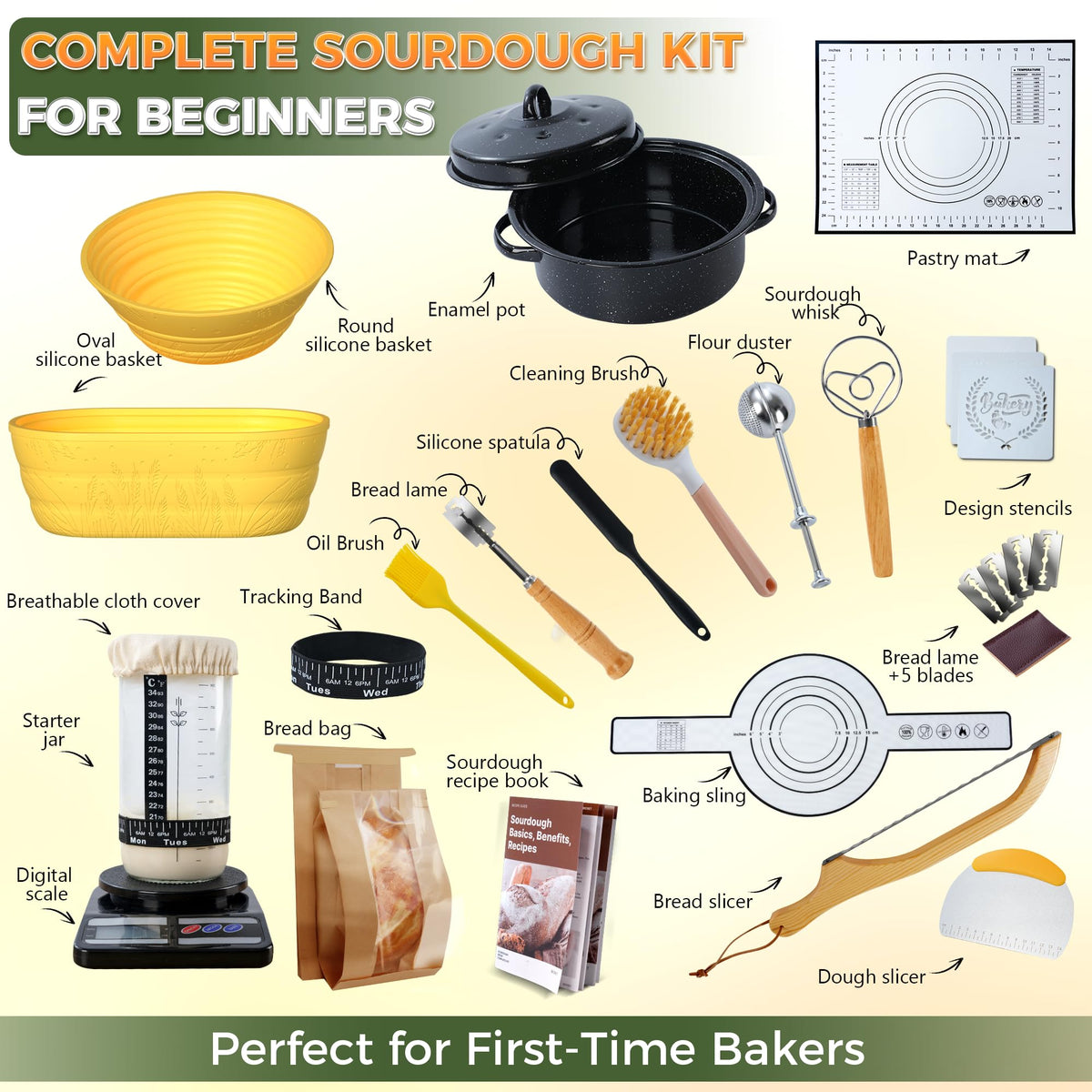 BICRET yellow sourdough starter set adds bright color to your kitchen prep.