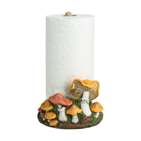 Bicuzat paper towel stand with retro mushroom design in front view for kitchen display.