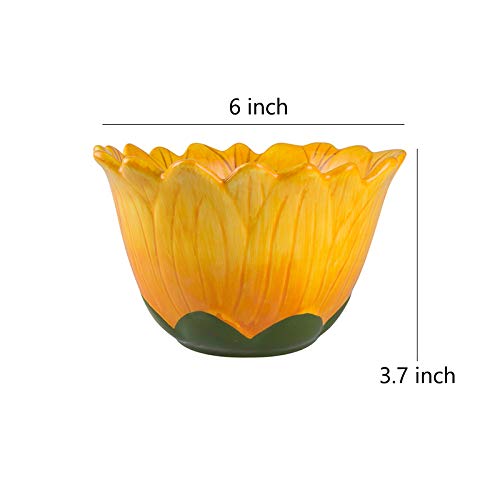 Bicuzat sunflower candy bowl 6in side view, elegant tabletop centerpiece