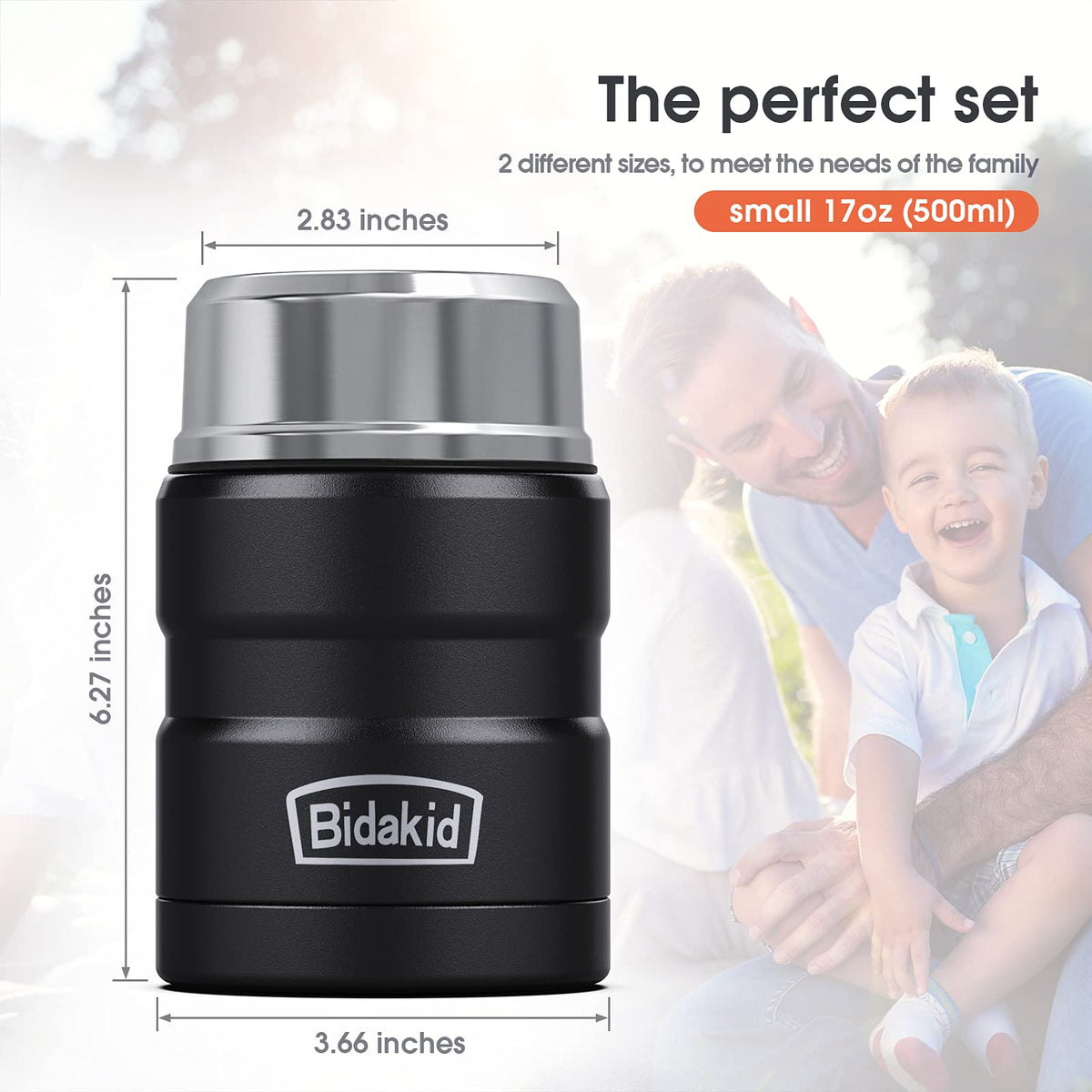 Bidakid leak-proof lid prevents spills in bags and cars during commute.