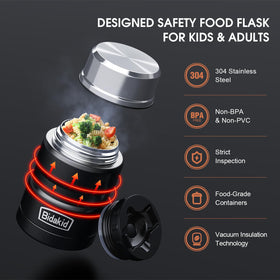 Bidakid wide-mouth opening simplifies cleaning and filling with soups, stews, or salads.