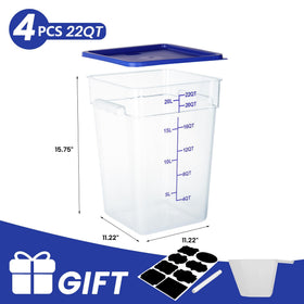 BIEAMA 22-quart square container showing dimensions for planning space.