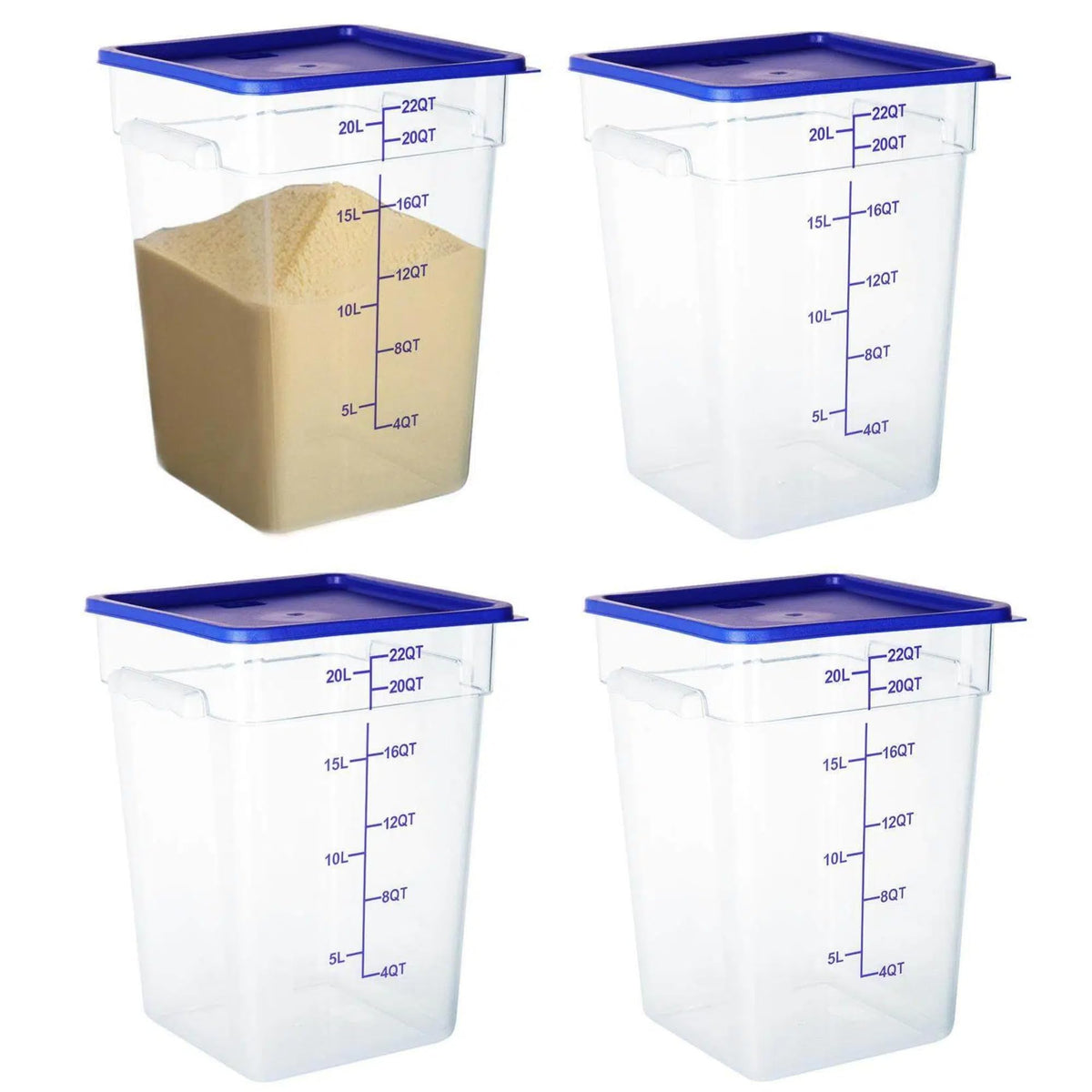 BIEAMA 4-pack 22-quart square container with lids for bulk storage.