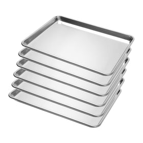 BIEAMA six-pack half-size baking sheets on rack, ideal for large-batch baking.