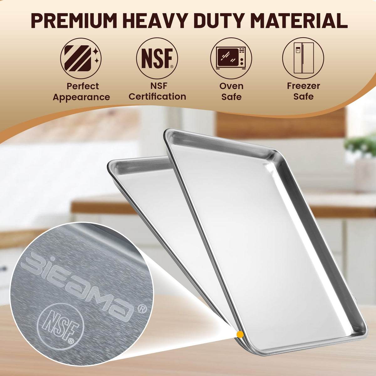 BIEAMA mirror-finish cookie sheet reduces sticking during baking