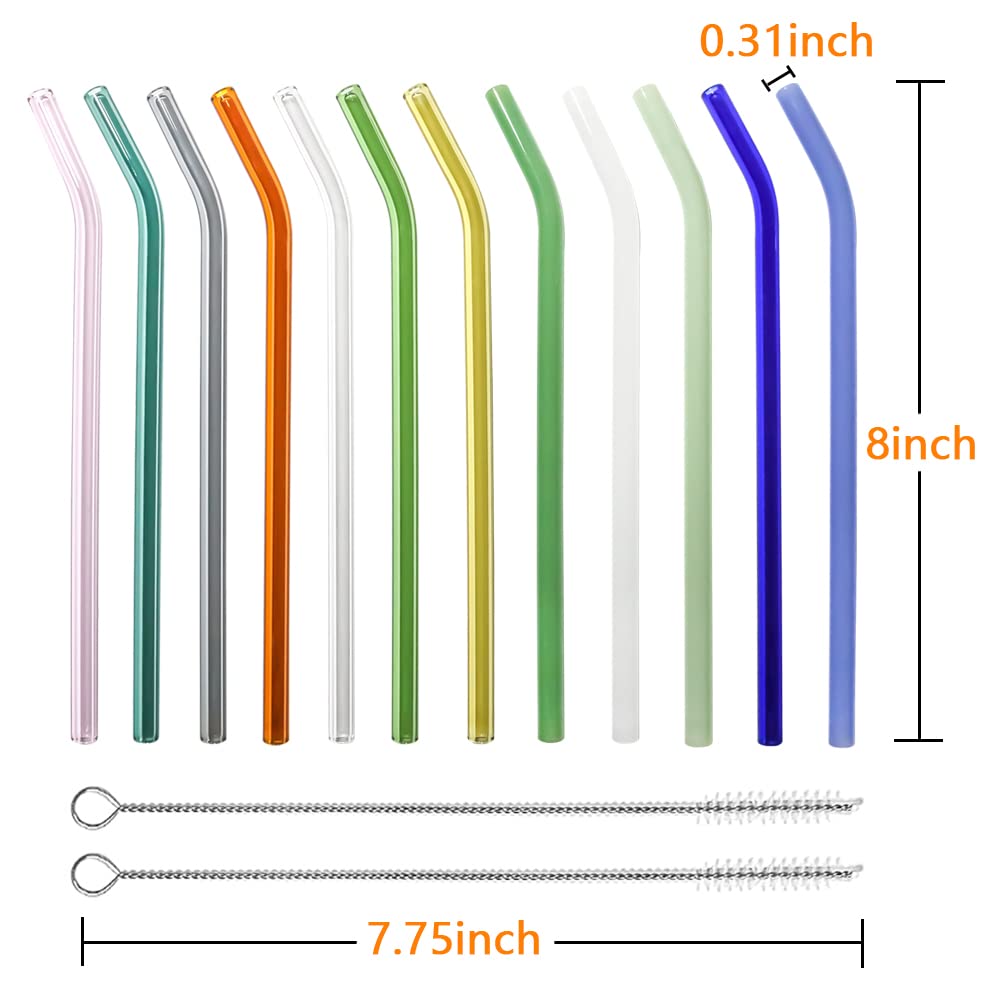 BIEOFFEI glass straws with two cleaning brushes for thorough interior cleaning.