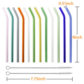 BIEOFFEI glass straws with two cleaning brushes for thorough interior cleaning.